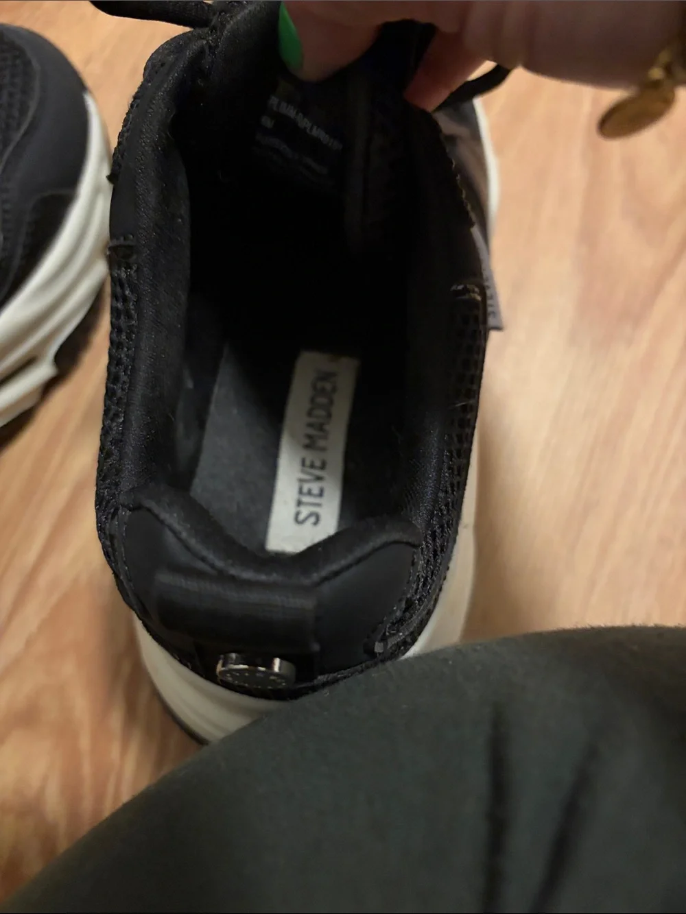Steve Madden Black Mesh & Cream-White Chunky Sneakers